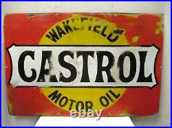 Vintage Wakefield Castrol Motor Oil Sign Board Porcelain Enamel Collectibles 25