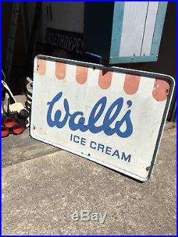 Vintage Walls Ice Cream Sign Advertising Original Antique Barn Find Not Enamel