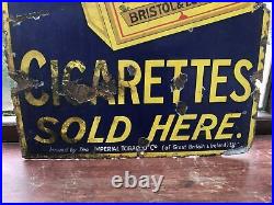 Vintage Wills Gold Flake Cigarette Enamel Sign 18 X 36 Inches Heavy/Large