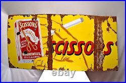 Vintage Wills Scissors Brand Porcelain Enamel Sign Bristol London Advertising
