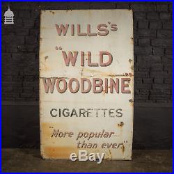 Vintage Wills Wild Woodbine Cigarettes Enamel Advertising Sign