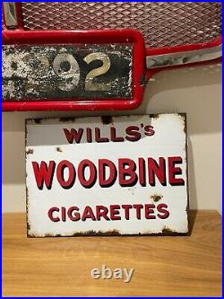 Vintage Wills Woodbine Cigarettes Double Sided Enamel Sign