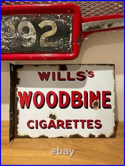 Vintage Wills Woodbine Cigarettes Double Sided Enamel Sign