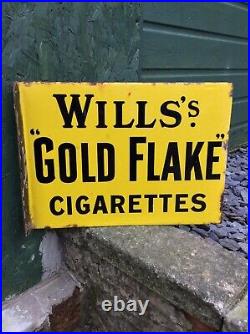 Vintage Wills's Gold Flake Cigarettes Double Sided Enamel Advertising Sign