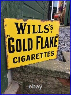 Vintage Wills's Gold Flake Cigarettes Double Sided Enamel Advertising Sign