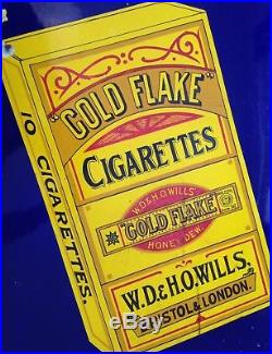Vintage Wills's Gold Flake Cigarettes Shop Sign Retro Enamel Metal