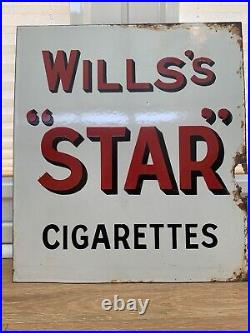 Vintage Wills's Star Cigarettes enamel 42cm x 47cm advertising sign
