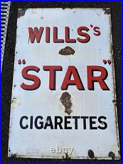 Vintage Wills's Star Cigarettes enamel sign Antique Postage Available