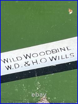 Vintage Wills's Woodbines Cigarette Enamel Advertising Sign 36x24 Great Patina Vintage Wills's Woodbines Cigarette Enamel Advertising Sign 36x24 Great Patina