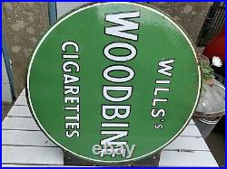 Vintage Willss DOUBLE SIDED Woodbine Enamel Circular Sign 17