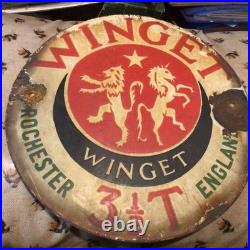 Vintage Winget Enamel Sign 11 Inch Diameter Nameplate Advertising Sign