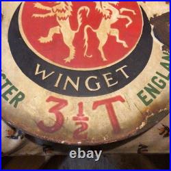 Vintage Winget Enamel Sign 11 Inch Diameter Nameplate Advertising Sign