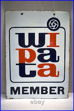 Vintage Wipata Member Sign Board Porcelain Enamel Double Sided Advertising Colle