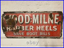 Vintage Wood & Milne Boot Sole Enamel Advertising Sign