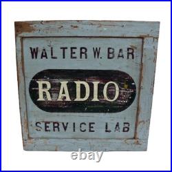 Vintage Wooden Advertising Sign'Radio Service Lab' Not Enamel