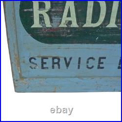 Vintage Wooden Advertising Sign'Radio Service Lab' Not Enamel
