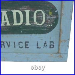 Vintage Wooden Advertising Sign'Radio Service Lab' Not Enamel