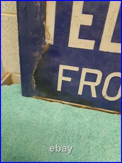 Vintage You May Telephone From Here Original Double-Sided Enamel Sign Vintage You May Telephone From Here Original Double-Sided Enamel Sign