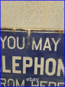 Vintage You May Telephone From Here Original Double-Sided Enamel Sign Vintage You May Telephone From Here Original Double-Sided Enamel Sign