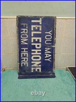 Vintage You May Telephone From Here Original Double-Sided Enamel Sign Vintage You May Telephone From Here Original Double-Sided Enamel Sign