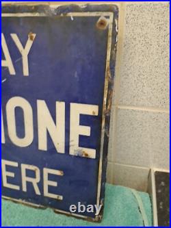 Vintage You May Telephone From Here Original Double-Sided Enamel Sign Vintage You May Telephone From Here Original Double-Sided Enamel Sign