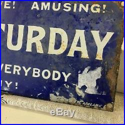 Vintage and collectible ENAMEL NEWSPAPER SIGN RARE AND OLD. ONE PENNY