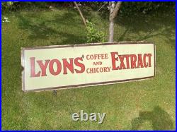 Vintage antique Enamel Advertising Sign Lyons Coffee Tea Old kitchen drink cafe