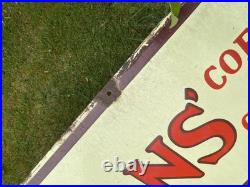 Vintage antique Enamel Advertising Sign Lyons Coffee Tea Old kitchen drink cafe