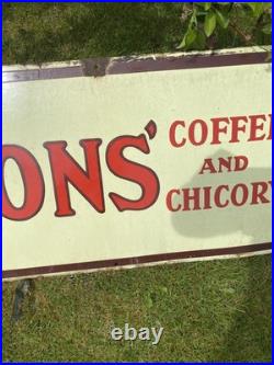 Vintage antique Enamel Advertising Sign Lyons Coffee Tea Old kitchen drink cafe