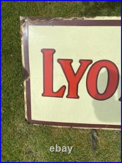 Vintage antique Enamel Advertising Sign Lyons Coffee Tea Old kitchen drink cafe