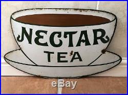 Vintage c1920s Nectar Tea Railway Station Advertising Enamel Sign