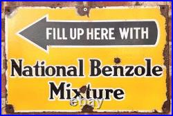Vintage c1930s double sided National Benzole Petrol Oil Enamel Advertising Sign