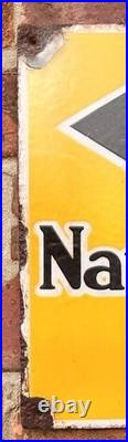Vintage c1930s double sided National Benzole Petrol Oil Enamel Advertising Sign