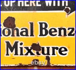 Vintage c1930s double sided National Benzole Petrol Oil Enamel Advertising Sign