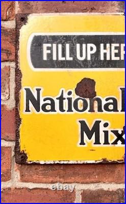 Vintage c1930s double sided National Benzole Petrol Oil Enamel Advertising Sign