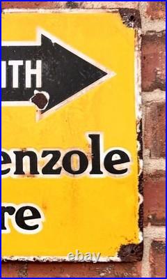 Vintage c1930s double sided National Benzole Petrol Oil Enamel Advertising Sign
