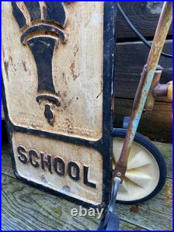 Vintage c1950s Pre Worboys SCHOOL Alloy Road Sign Not Enamel Advertising