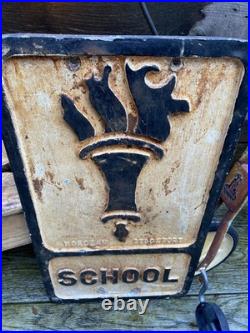 Vintage c1950s Pre Worboys SCHOOL Alloy Road Sign Not Enamel Advertising