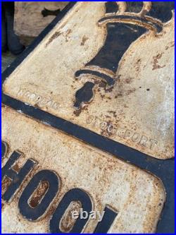 Vintage c1950s Pre Worboys SCHOOL Alloy Road Sign Not Enamel Advertising
