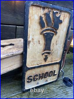Vintage c1950s Pre Worboys SCHOOL Alloy Road Sign Not Enamel Advertising