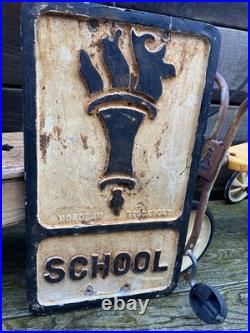 Vintage c1950s Pre Worboys SCHOOL Alloy Road Sign Not Enamel Advertising