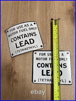 Vintage c. 1930's Tetraethyl Enamel Petrol Pump Sign Small Motoring Tin Can Mint