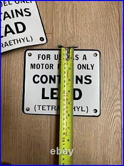 Vintage c. 1930's Tetraethyl Enamel Petrol Pump Sign Small Motoring Tin Can Mint