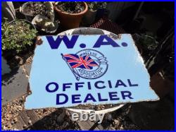 Vintage double sided enamel shop sign'W. A The Wireless Association Dealer