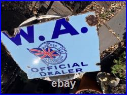 Vintage double sided enamel shop sign'W. A The Wireless Association Dealer