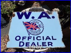 Vintage double sided enamel shop sign'W. A The Wireless Association Dealer