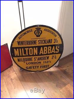 Vintage enamel AA Road Sign (Milton Abbas)