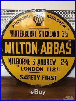 Vintage enamel AA Road Sign (Milton Abbas)