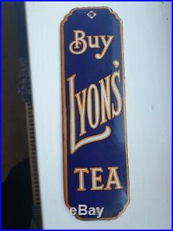 Vintage enamel Advertisement sign. Push plate. Lyons tea. Rare