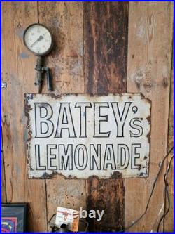 Vintage enamel Bateys Lemonade sign, absolutely 100% original